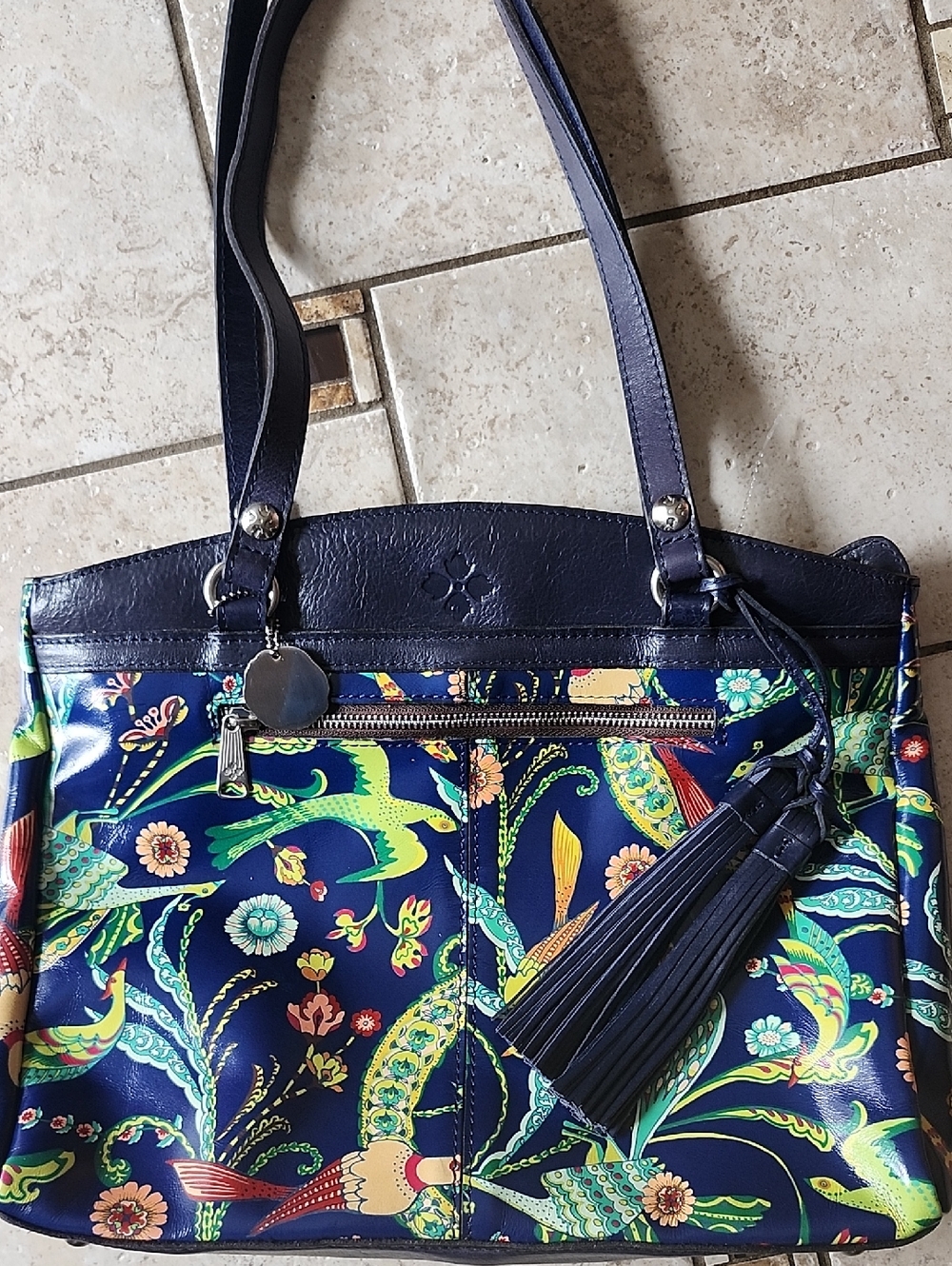 NWT Patricia Nash Poppy Leather Birds Of Paradise Shoulder/Tote Bag